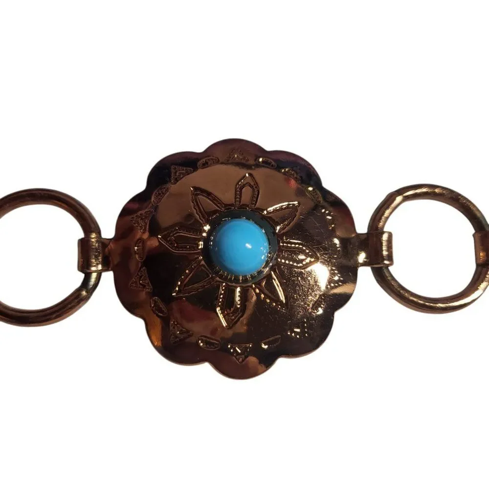 Western Turquoise Concho Copper tone Thunderbird Belt